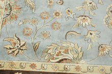 Load image into Gallery viewer, Large Traditional Floral Area Rug 8' x 11.5' – Soft Blue Field with Chocolate Brown Border