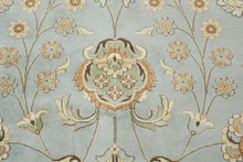 Load image into Gallery viewer, Large Traditional Floral Area Rug 8' x 11.5' – Soft Blue Field with Chocolate Brown Border