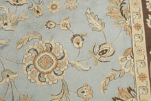 Load image into Gallery viewer, Large Traditional Floral Area Rug 8' x 11.5' – Soft Blue Field with Chocolate Brown Border
