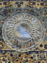 Load image into Gallery viewer, Vintage Pressed Glass Serving Platter – 11” Starburst Diamond Pattern Clear Glass Plate