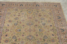 Load image into Gallery viewer, Vintage Persian Tabriz Style Wool Area Rug 93 x 114 Floral Ivory Beige Handmade Carpet