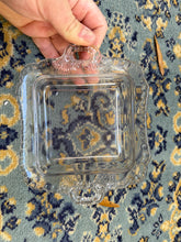 Load image into Gallery viewer, Vintage Pressed Glass Serving Dish – Square Clear Glass Tray with Ornate Handles