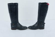 Load image into Gallery viewer, Nine West Blogger Black Leather Riding Boots Harness Zip Womens Size 8M