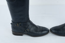 Load image into Gallery viewer, Nine West Blogger Black Leather Riding Boots Harness Zip Womens Size 8M