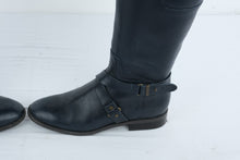 Load image into Gallery viewer, Nine West Blogger Black Leather Riding Boots Harness Zip Womens Size 8M