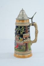 Load image into Gallery viewer, A J Thewalt Vintage West German Beer Stein Bavarian Scene Pewter Lid 11 Inch
