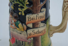 Load image into Gallery viewer, A J Thewalt Vintage West German Beer Stein Bavarian Scene Pewter Lid 11 Inch