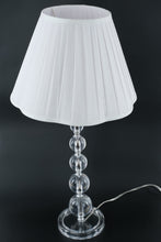 Load image into Gallery viewer, Modern Clear Acrylic Table Lamp with Pleated White Shade – 26” Tall