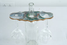 Load image into Gallery viewer, Handcrafted Resin Wine Glass Holder with Coasters Teal Green Stone Look Bar Accessory