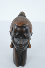 Load image into Gallery viewer, African Hand Carved Wood Female Head Bust Sculpture 8 Inch