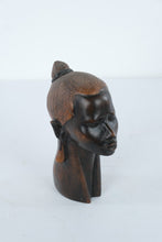 Load image into Gallery viewer, African Hand Carved Wood Female Head Bust Sculpture 8 Inch