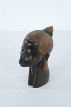 Load image into Gallery viewer, African Hand Carved Wood Female Head Bust Sculpture 8 Inch