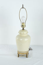 Load image into Gallery viewer, Cream Ceramic Ginger Jar Table Lamp Brass Pagoda Base 26 Inch