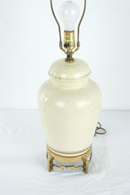 Load image into Gallery viewer, Cream Ceramic Ginger Jar Table Lamp Brass Pagoda Base 26 Inch