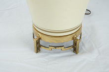 Load image into Gallery viewer, Cream Ceramic Ginger Jar Table Lamp Brass Pagoda Base 26 Inch