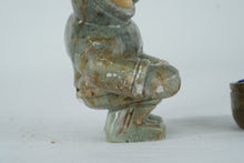 Load image into Gallery viewer, Alaska Inuit Soapstone Carving Hunter Figure With Bowl Signed A 4 Inch