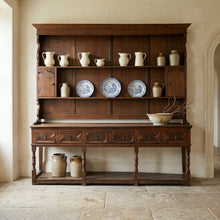 Load image into Gallery viewer, Oak Welsh-Style Potboard Dresser with Plate Rack and Spice Cupboards