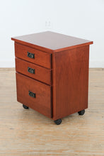 Load image into Gallery viewer, Amish Made Solid Cherry Rolling File Cabinet with Three Drawers