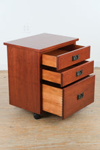 Load image into Gallery viewer, Amish Made Solid Cherry Rolling File Cabinet with Three Drawers