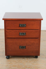 Load image into Gallery viewer, Amish Made Solid Cherry Rolling File Cabinet with Three Drawers