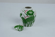 Load image into Gallery viewer, Andrea by Sadek 8719 Porcelain Ginger Jar Green Pink Lotus Floral Lidded Vase