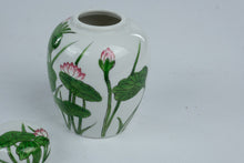 Load image into Gallery viewer, Andrea by Sadek 8719 Porcelain Ginger Jar Green Pink Lotus Floral Lidded Vase