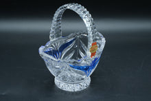 Load image into Gallery viewer, Anna Hütte German Lead Crystal Handled Basket, Cobalt Blue Cased, 24% PbO, Original Label