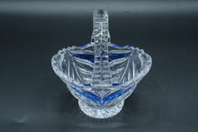 Load image into Gallery viewer, Anna Hütte German Lead Crystal Handled Basket, Cobalt Blue Cased, 24% PbO, Original Label