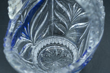 Load image into Gallery viewer, Anna Hütte German Lead Crystal Handled Basket, Cobalt Blue Cased, 24% PbO, Original Label