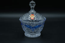 Load image into Gallery viewer, Anna Hütte German Lead Crystal Lidded Candy Dish, Cobalt Blue Cased