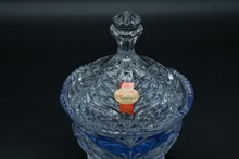 Load image into Gallery viewer, Anna Hütte German Lead Crystal Lidded Candy Dish, Cobalt Blue Cased
