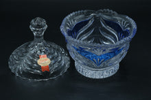Load image into Gallery viewer, Anna Hütte German Lead Crystal Lidded Candy Dish, Cobalt Blue Cased