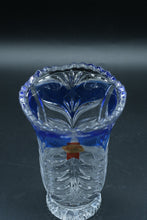 Load image into Gallery viewer, Anna Hütte German Lead Crystal Vase, Cobalt Blue Cased, 24% PbO, Original Label