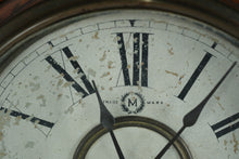 Load image into Gallery viewer, Antique Japanese Wall Clock – “M” Trade Mark – Wooden Schoolhouse Regulator Style – 23.5" Tall