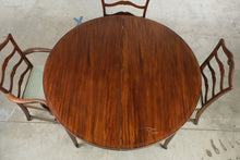 Load image into Gallery viewer, Antique Mahogany Round Extension Dining Table and 6 Chair Set with Four Leaves