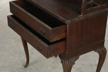 Load image into Gallery viewer, Antique Mahogany Display Shelf with Mirror, Open Bookcase and Two Drawers