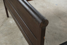 Load image into Gallery viewer, Antique Full Size Dark Wood Paneled Bed with Carved Headboard