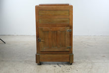 Load image into Gallery viewer, Antique Wood Icebox Cabinet with Metal Liner and Casters