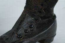 Load image into Gallery viewer, Antique Victorian Era Black Leather Button Boots with Scalloped Top