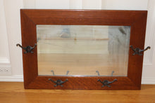 Load image into Gallery viewer, Antique Oak Mirror with Hanging Hooks – Unique & Functional