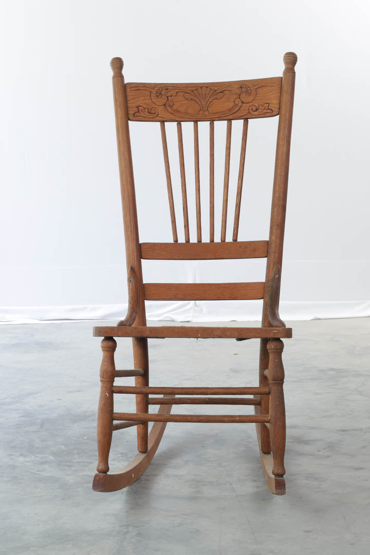 Antique Oak Rocking Chair with Pressed Back Craze Furniture and