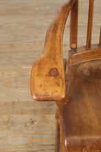 Load image into Gallery viewer, Vintage Mission-Style Slat-Back Rocking Chair with Cut-Out Crest
