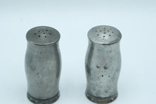 Load image into Gallery viewer, Vintage Glass Salt and Pepper Shakers Metal Sleeves Ribbed Base Pair
