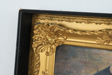 Load image into Gallery viewer, Antique Oil Painting Sailing Ship Moonlight Seascape Ornate Gold Frame 28x24