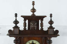 Load image into Gallery viewer, Antique European Wall Clock – Ornate Carved Wood Regulator with Brass Dial & Pendulum – 39" Tall