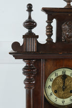 Load image into Gallery viewer, Antique European Wall Clock – Ornate Carved Wood Regulator with Brass Dial & Pendulum – 39" Tall