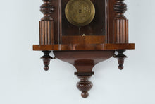 Load image into Gallery viewer, Antique European Wall Clock – Ornate Carved Wood Regulator with Brass Dial & Pendulum – 39" Tall