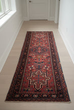 Load image into Gallery viewer, Antique Persian Runner Rug 25x68 Red Blue Tribal Medallion Wool