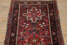 Load image into Gallery viewer, Antique Persian Runner Rug 25x68 Red Blue Tribal Medallion Wool