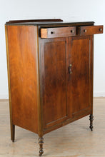 Load image into Gallery viewer, Antique Flame Mahogany Gentleman’s Wardrobe Armoire with Drawers and Interior Storage